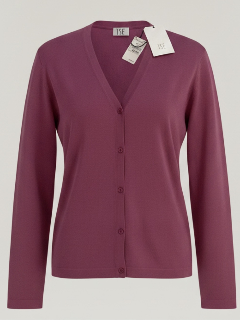 TSE V-Neck Button Cardigan - Plum